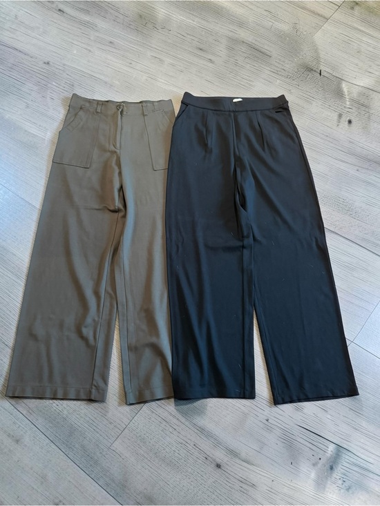 Max Studio Pants - Pair of Max Studio Wide Leg Pants - Black and Olive